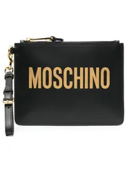 Moschino Clutch mit Logo-Print Schwarz