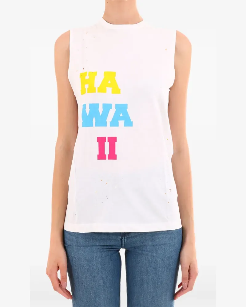 Dsquared2 Distressed-Top mit "Hawaii"-Print - Weiß Weiß