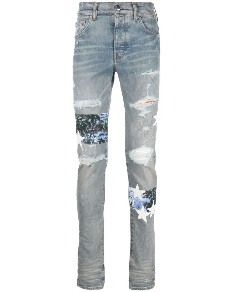 Amiri star-patch skinny jeans - Blau Blau