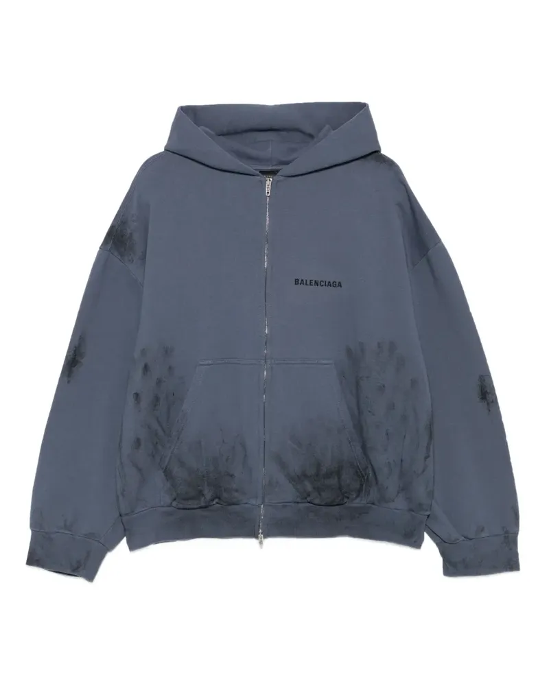 Balenciaga Kapuzenjacke mit Logo-Print - Blau Blau