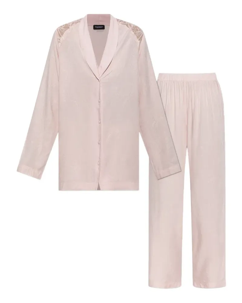 Emporio Armani Pyjamas mit Spitzeneinsatz aus Blumen-Jacquard (2er-Set) - Rosa Rosa