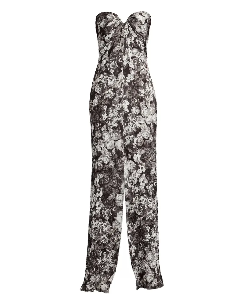 Tadashi Shoji Schulterfreies Carnie Kleid mit Blumen-Print - Grau Grau