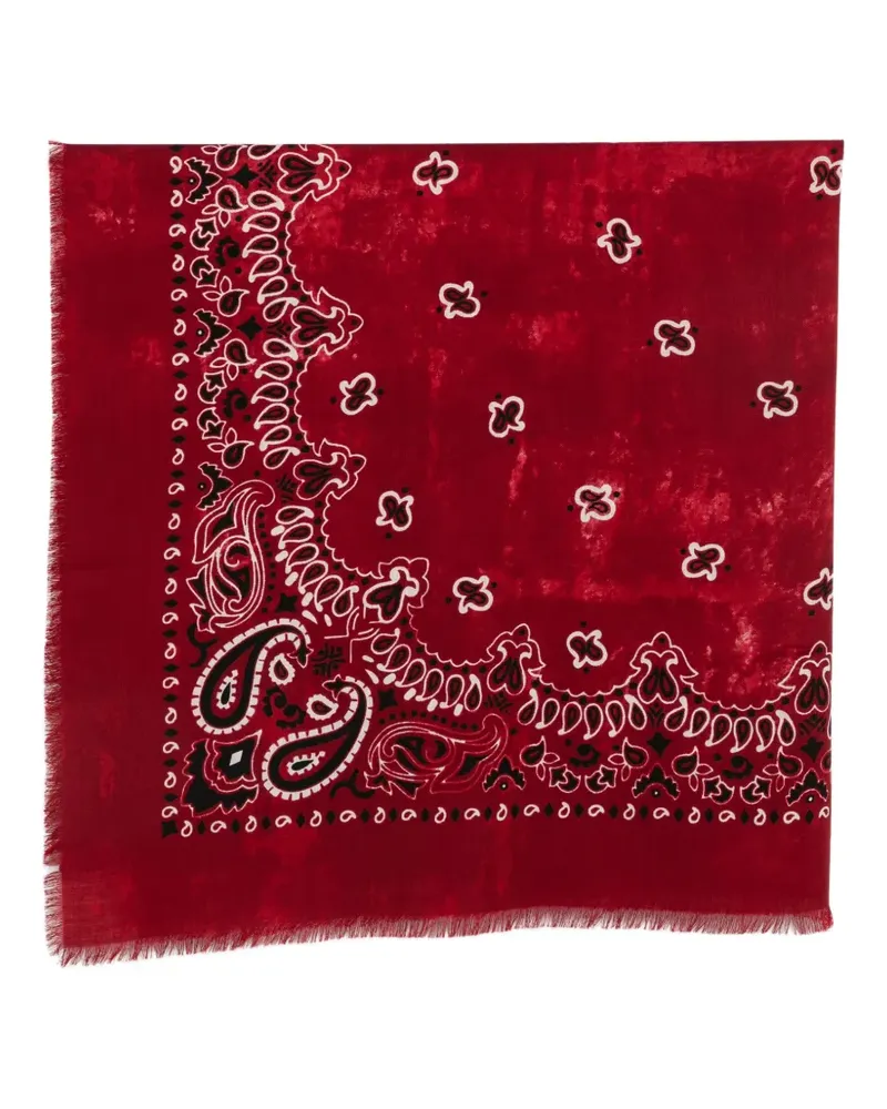 Destin Ausgefranster Schal mit Paisley-Print - Rot Rot