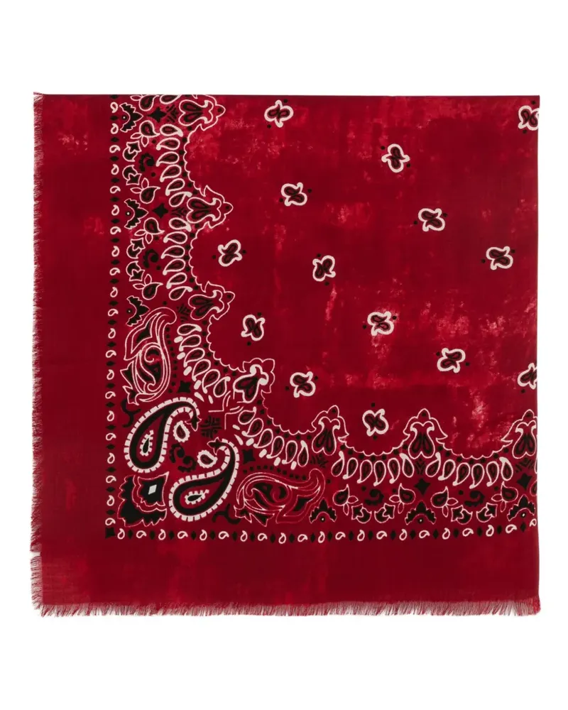 Destin Ausgefranster Schal mit Paisley-Print - Rot Rot