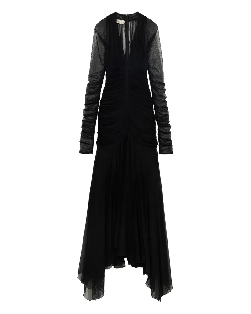 Blumarine Gerafftes Kleid mit Tüll - Schwarz Schwarz