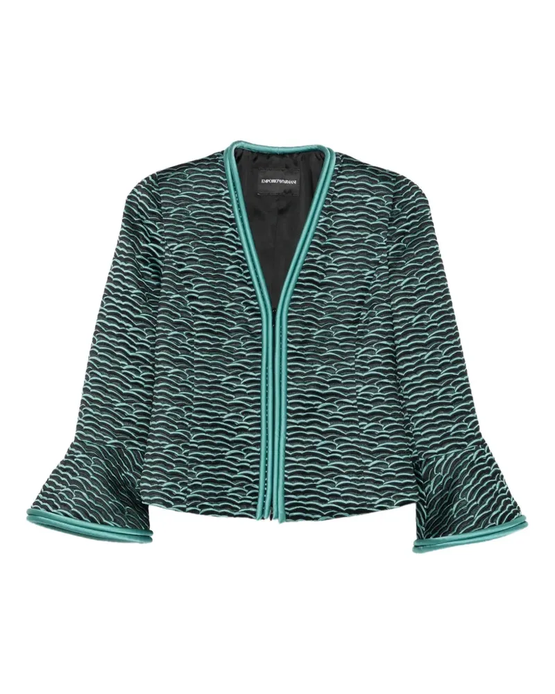 Emporio Armani textured ruffled-sleeve jacket - Schwarz Schwarz