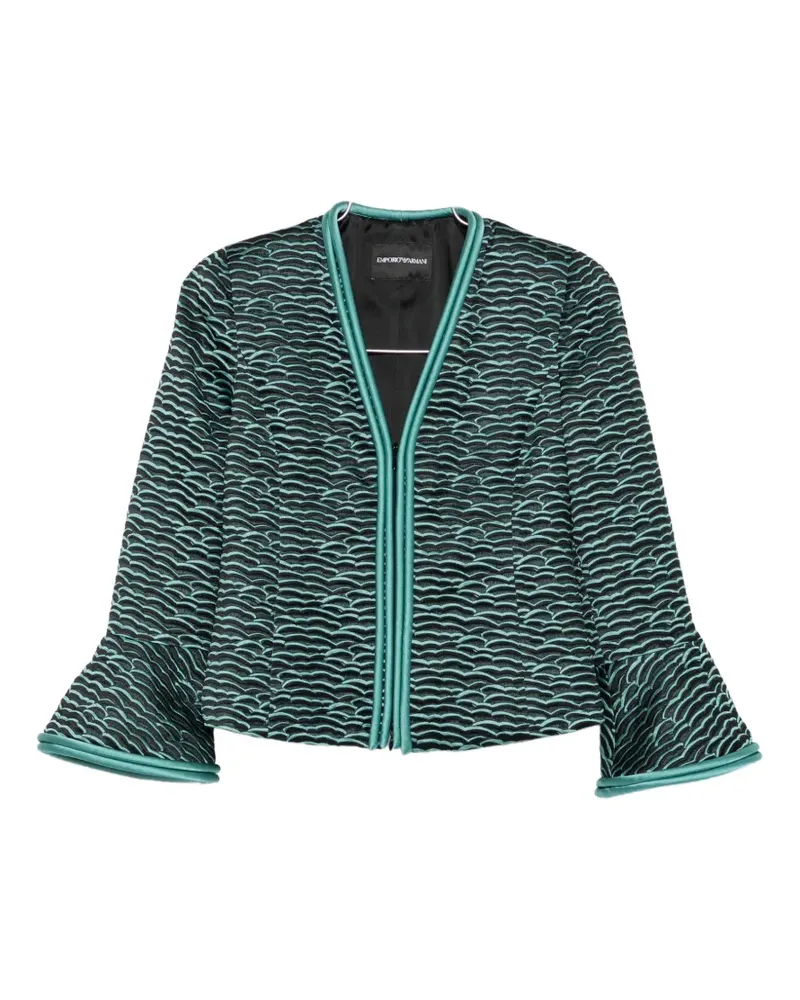 Emporio Armani textured ruffled-sleeve jacket - Schwarz Schwarz