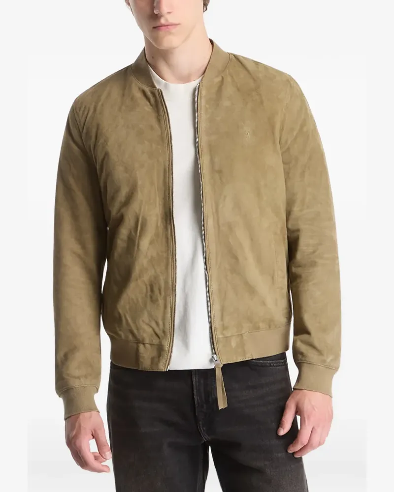 AllSaints Morten Bomberjacke aus Wildleder - Grün Grün