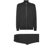 Jogginganzug mit Monogrammmuster (2er-Set) - Schwarz