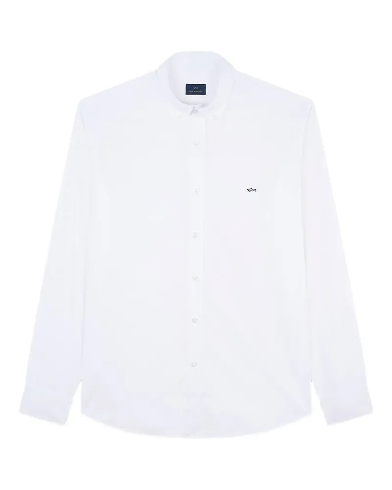 Paul & Shark Popeline-Hemd mit Hai-Stickerei - Weiß Weiß