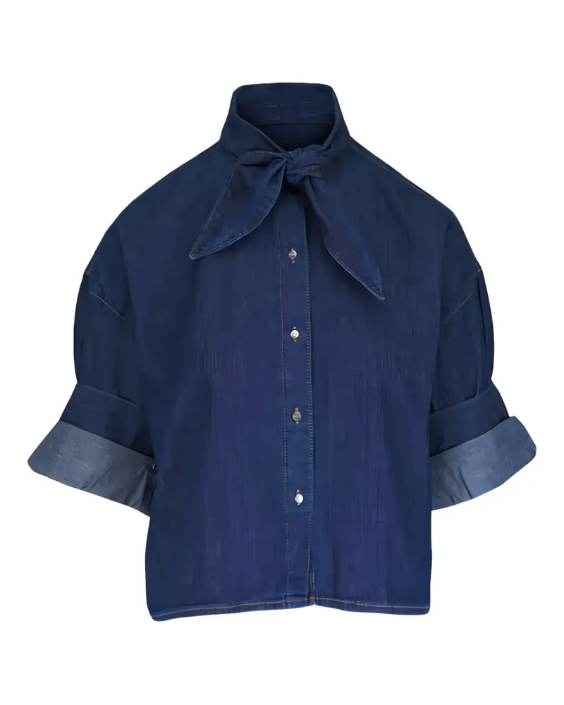 TWP tie-neck blouse - Blau Blau