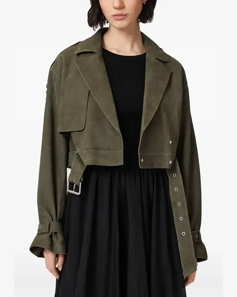 AllSaints Ophelia cropped suede jacket - Grün Grün