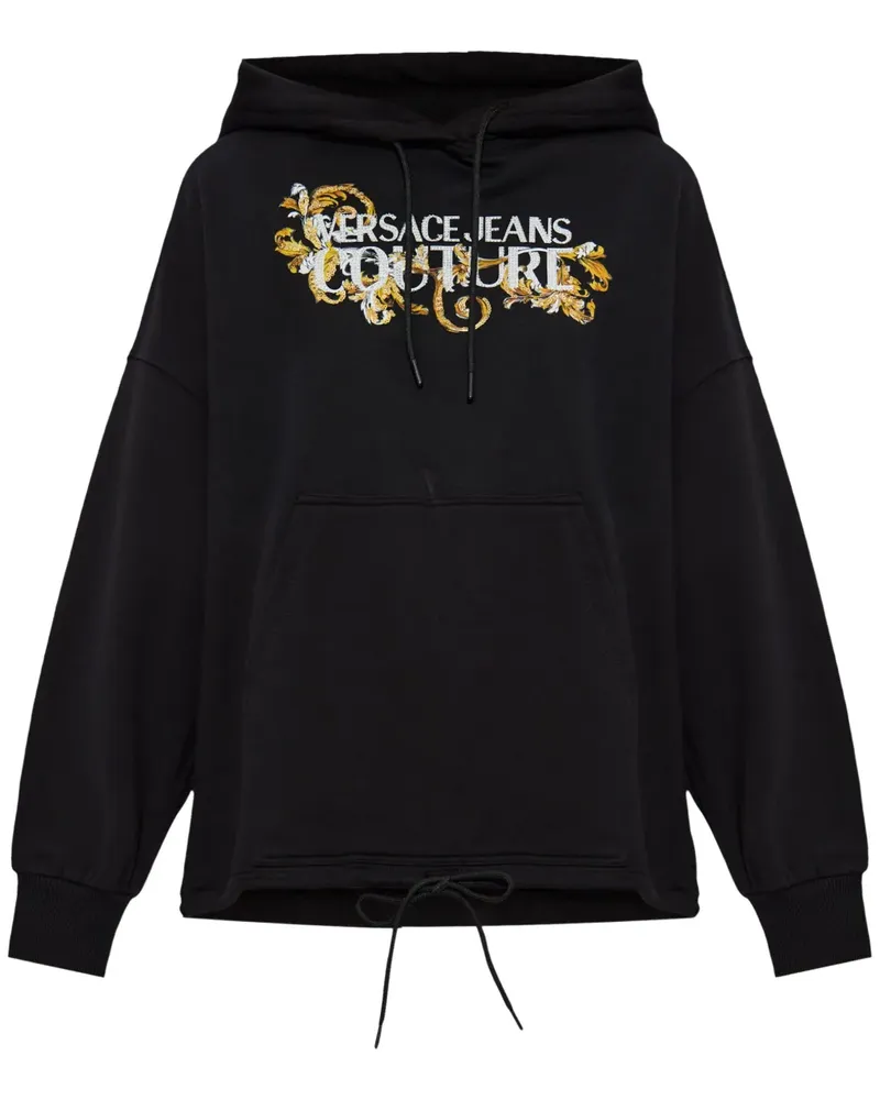 Versace Jeans Hoodie mit Logo-Applikation - Schwarz Schwarz