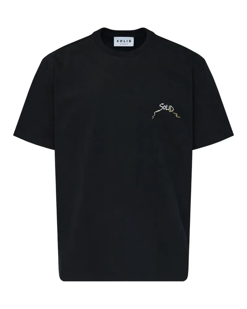 SOLID HOMME sharpener-graphic T-shirt - Schwarz Schwarz