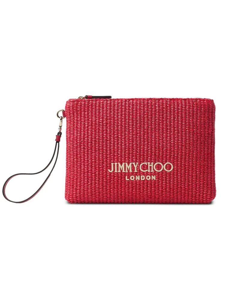Jimmy Choo Clutch aus Stroh mit Reißverschluss - Rot Rot