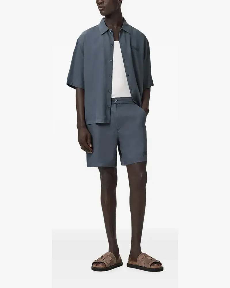 AllSaints logo-print oversized short-sleeve shirt - Blau Blau