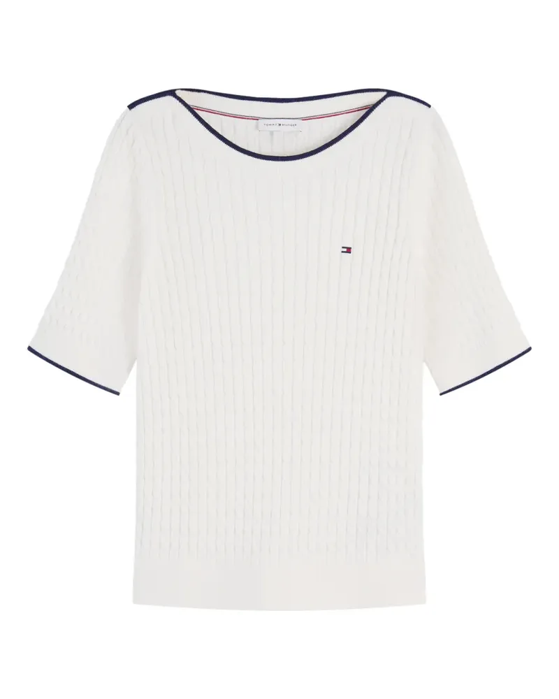 Tommy Hilfiger cable-knit short-sleeve sweater - Weiß Weiß