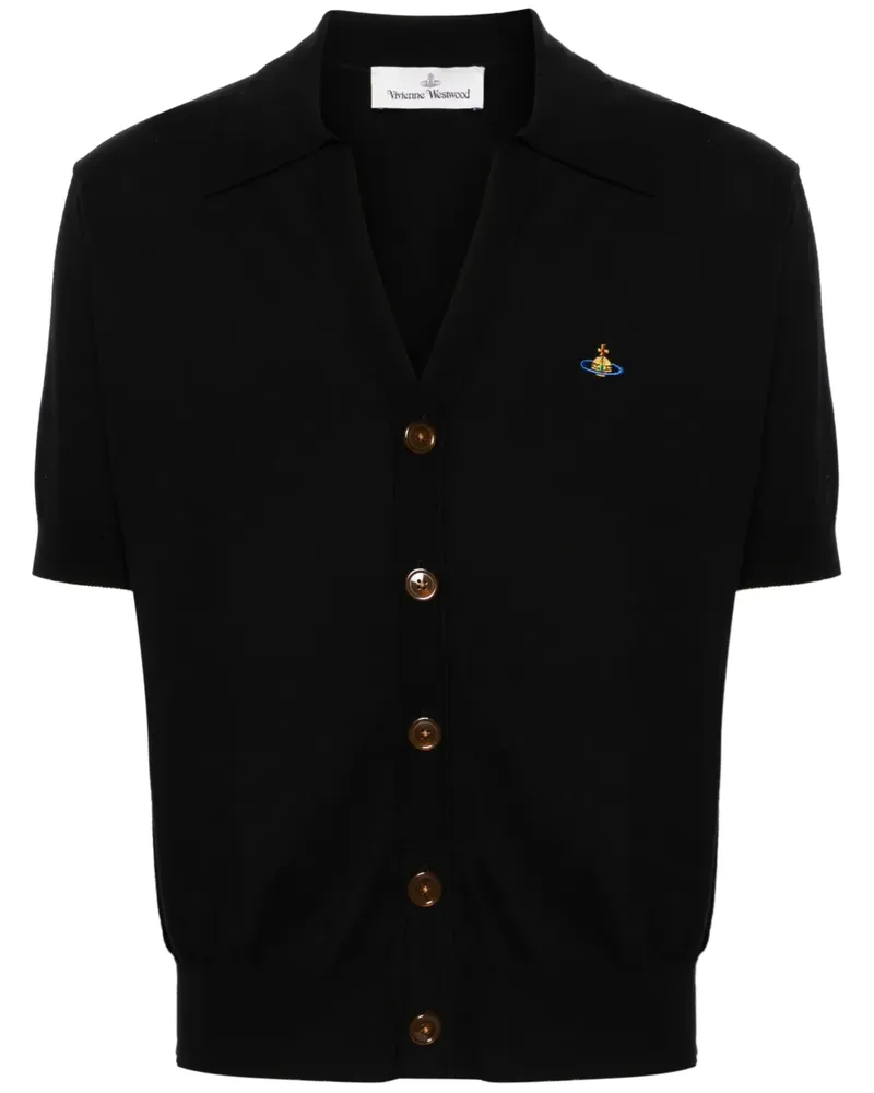 Vivienne Westwood Fein gestrickter Cardigan mit Logo - Schwarz Schwarz