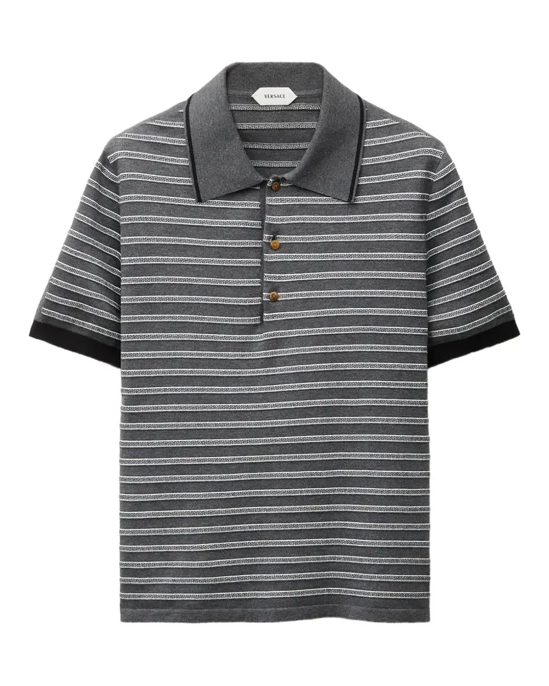 Versace Gestricktes Jacquard-Poloshirt - Grau Grau