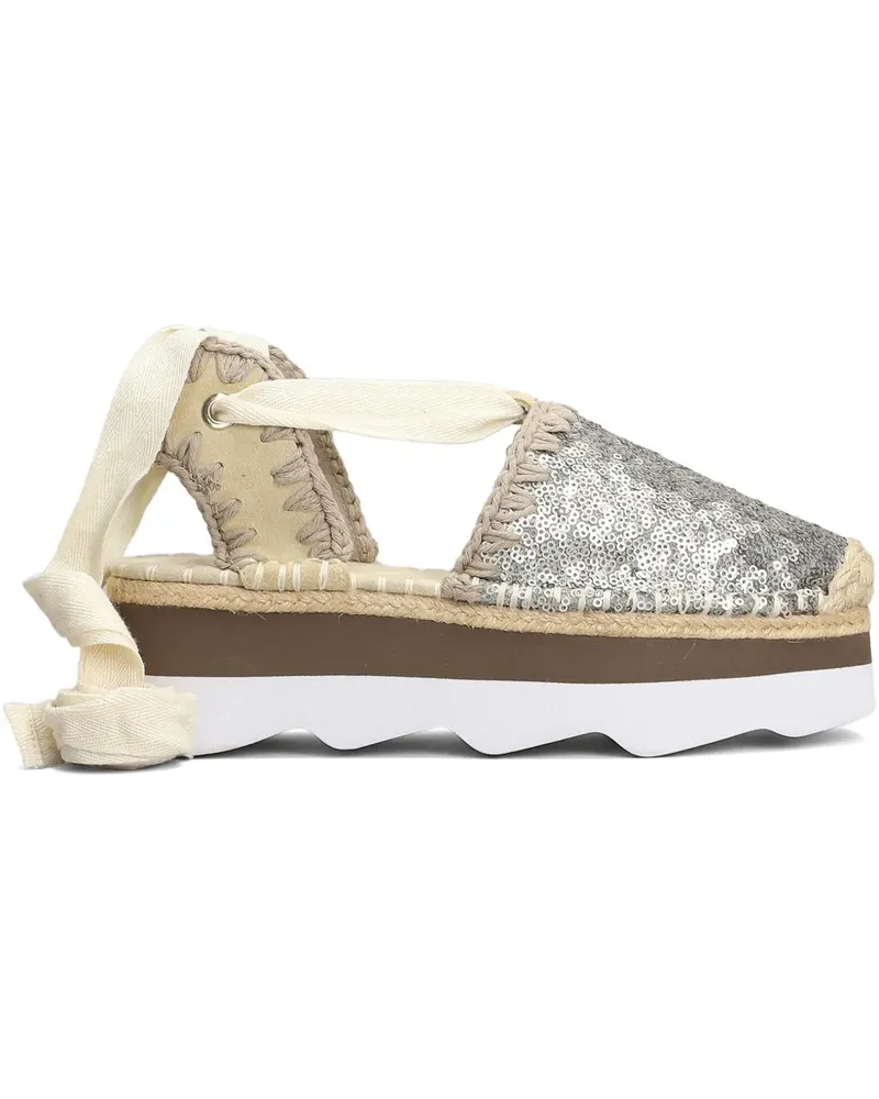 Mou Espadrilles mit Pailletten - Silber Silber