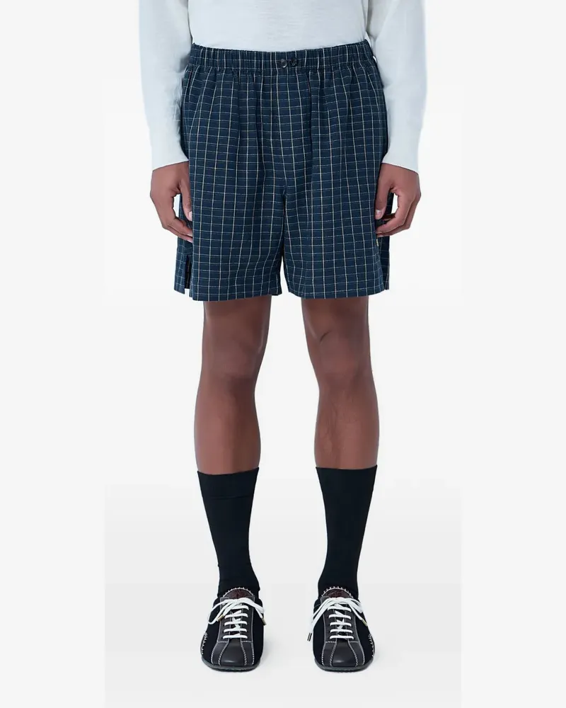 Wales Bonner Karierte Shorts mit Stretchbund - Blau Blau