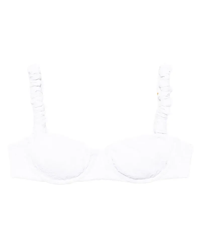 FARM Rio floral-embroidered bikini top - Weiß Weiß