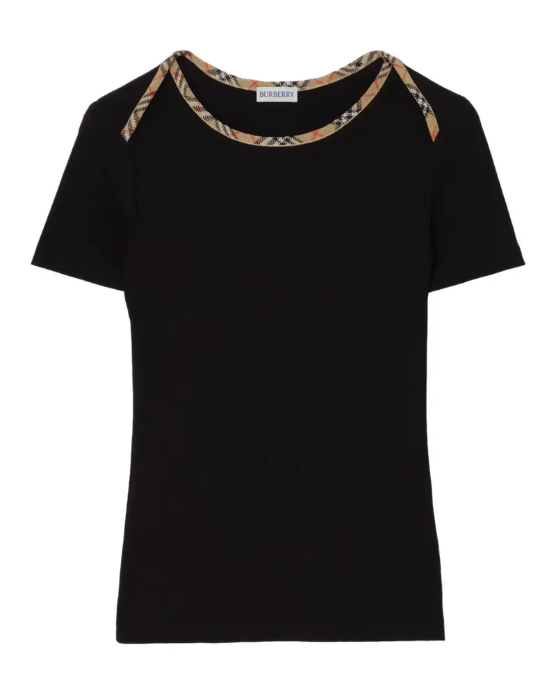 Burberry T-Shirt aus Stretch-Baumwolle mit Karomuster - Schwarz Schwarz