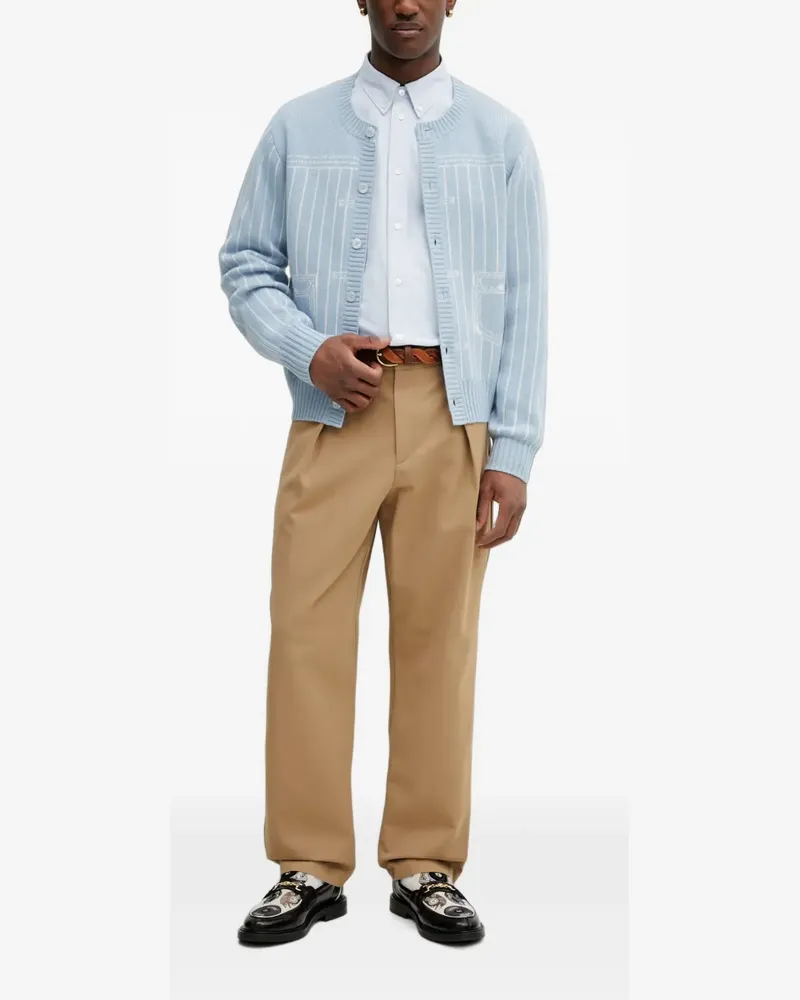 Kenzo Trompe L'oeil pinstripe-pattern intarsia-knit cardigan - Blau Blau