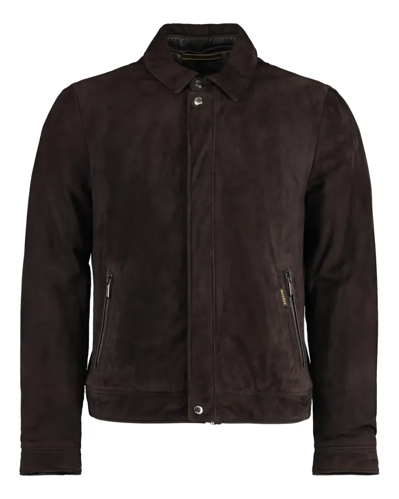 MOORER Anfossi zip-up leather jacket - Braun Braun