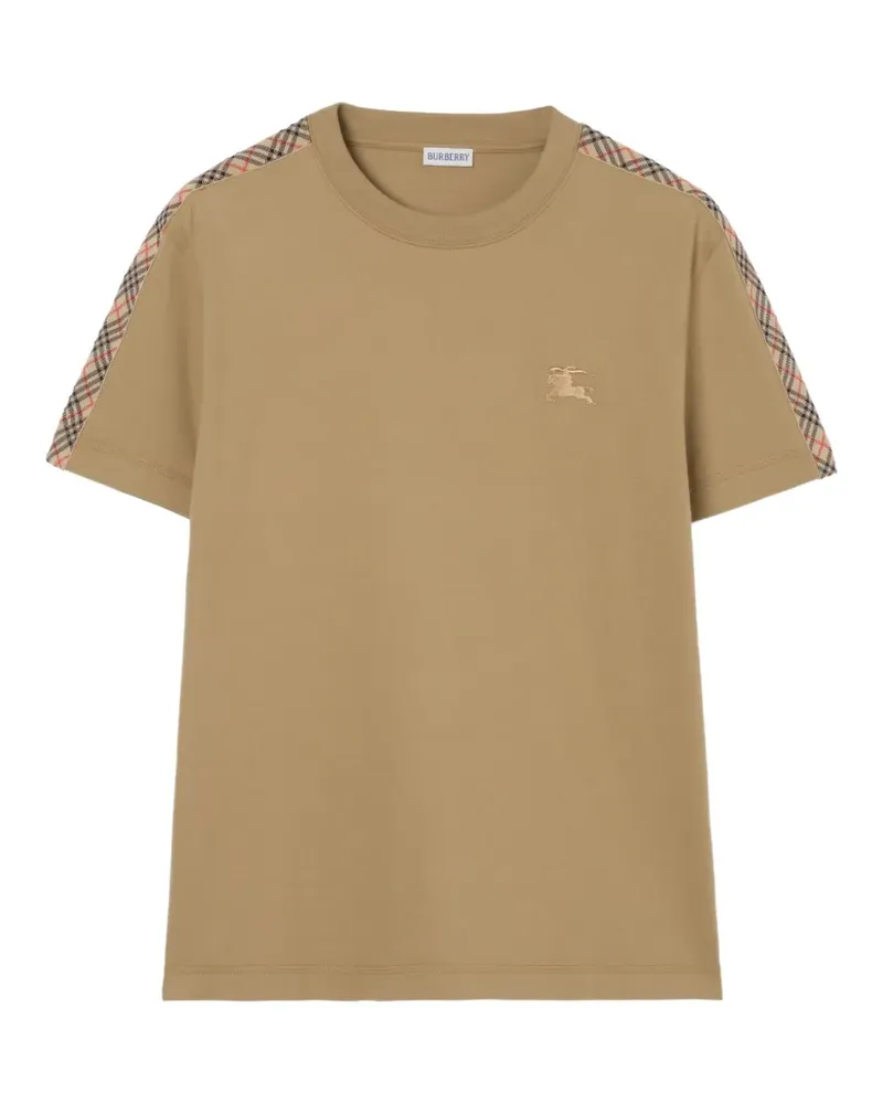 Burberry Check-trim cotton T-shirt - Braun Braun