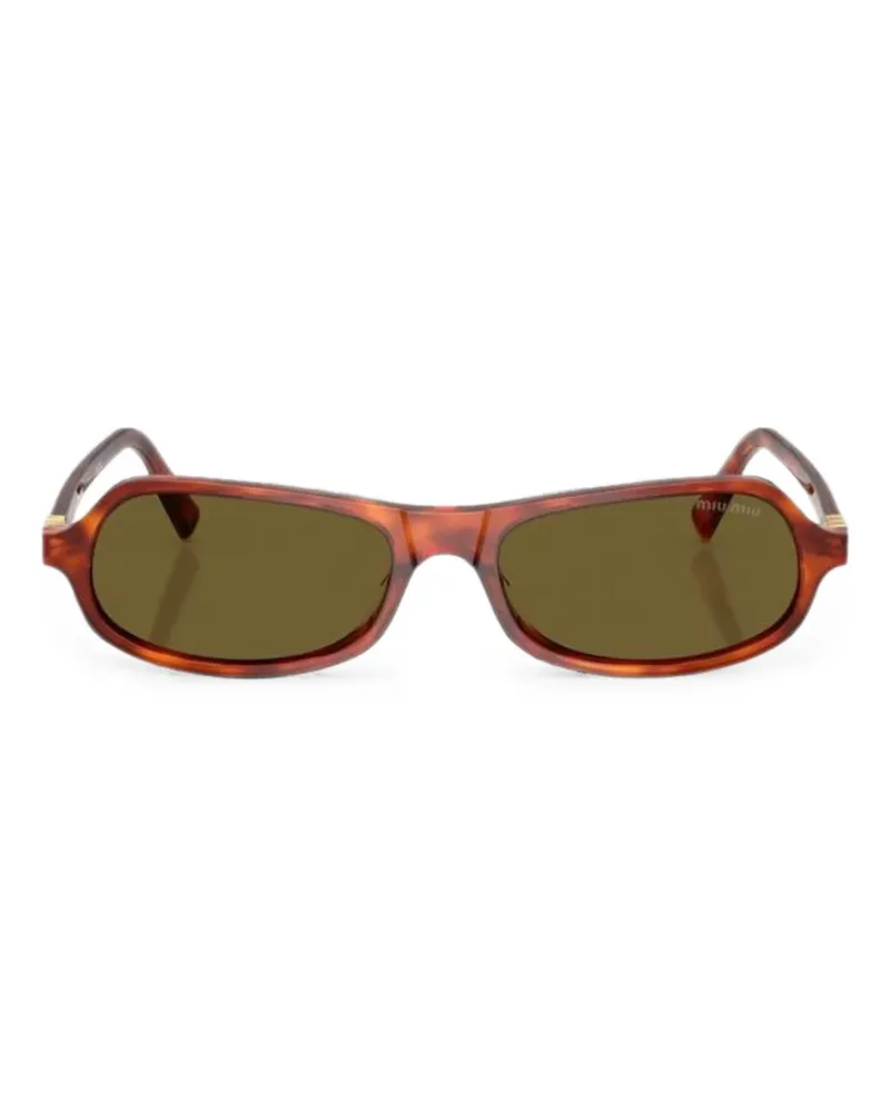 Miu Miu tortoiseshell-effect logo-plaque sunglasses - Braun Braun
