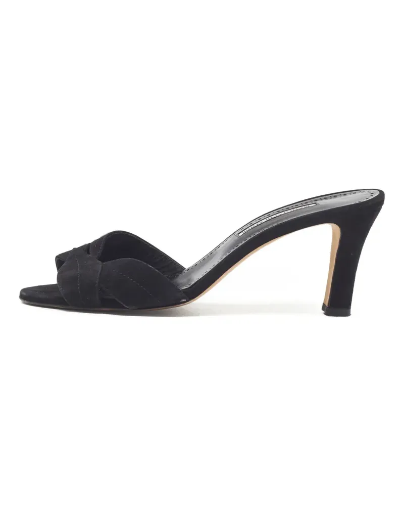 Manolo Blahnik Pirua Pantoletten aus Wildleder - Schwarz Schwarz