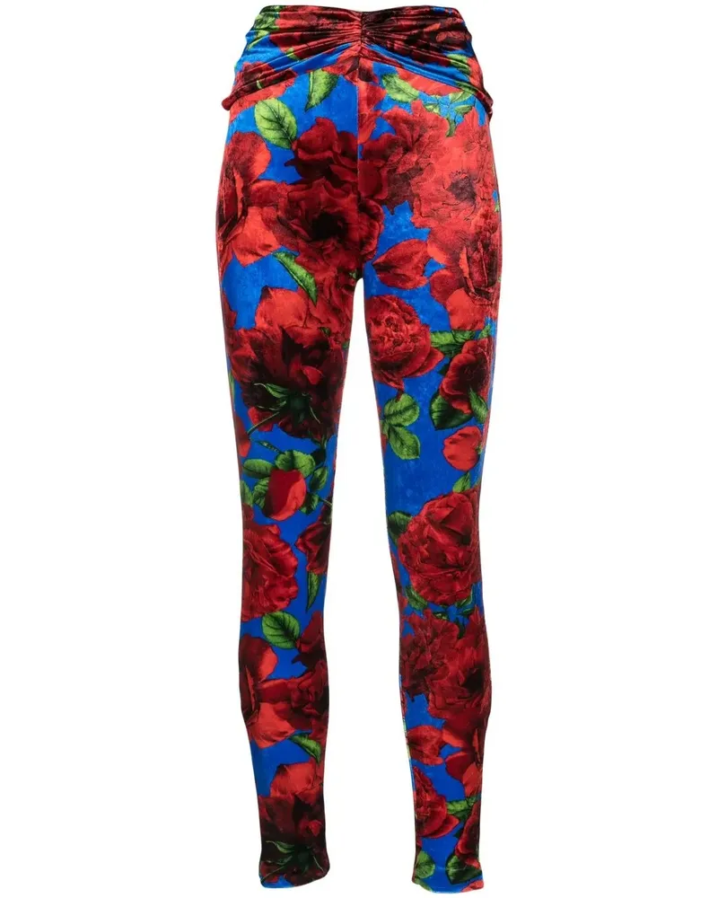Magda Butrym Leggings mit Rosen-Print - Blau Blau