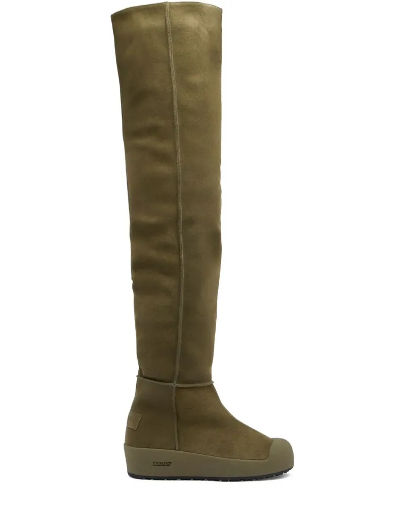 Bally Curling Overknee-Stiefel - Grün Grün