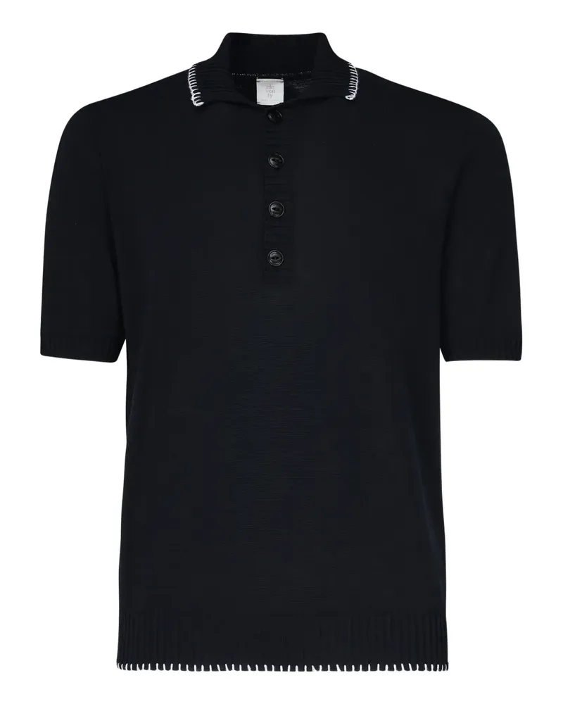 Eleventy Poloshirt mit gerippten Details - Blau Blau
