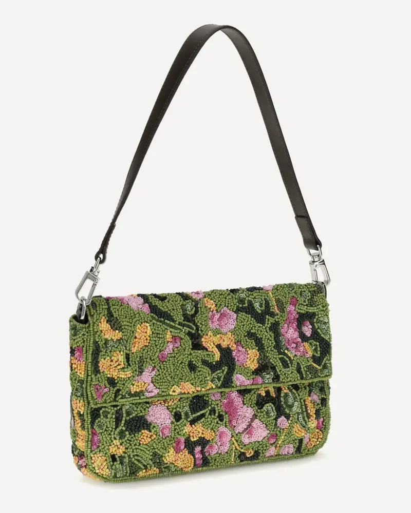 STAUD Timmy Schultertasche mit Perlen - Grün Grün