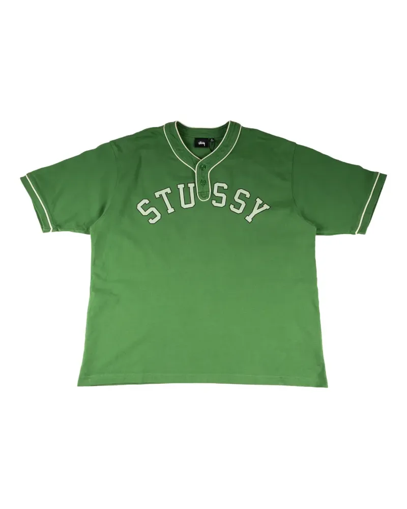 Stüssy Arch T-Shirt mit V-Ausschnitt - Grün Grün