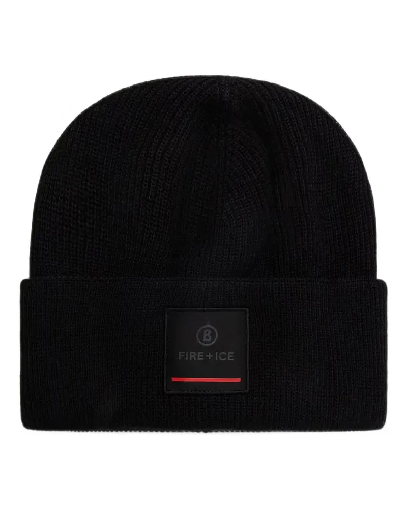 Bogner Fire & Ice Tarek Beanie mit Logo-Patch - Schwarz Schwarz