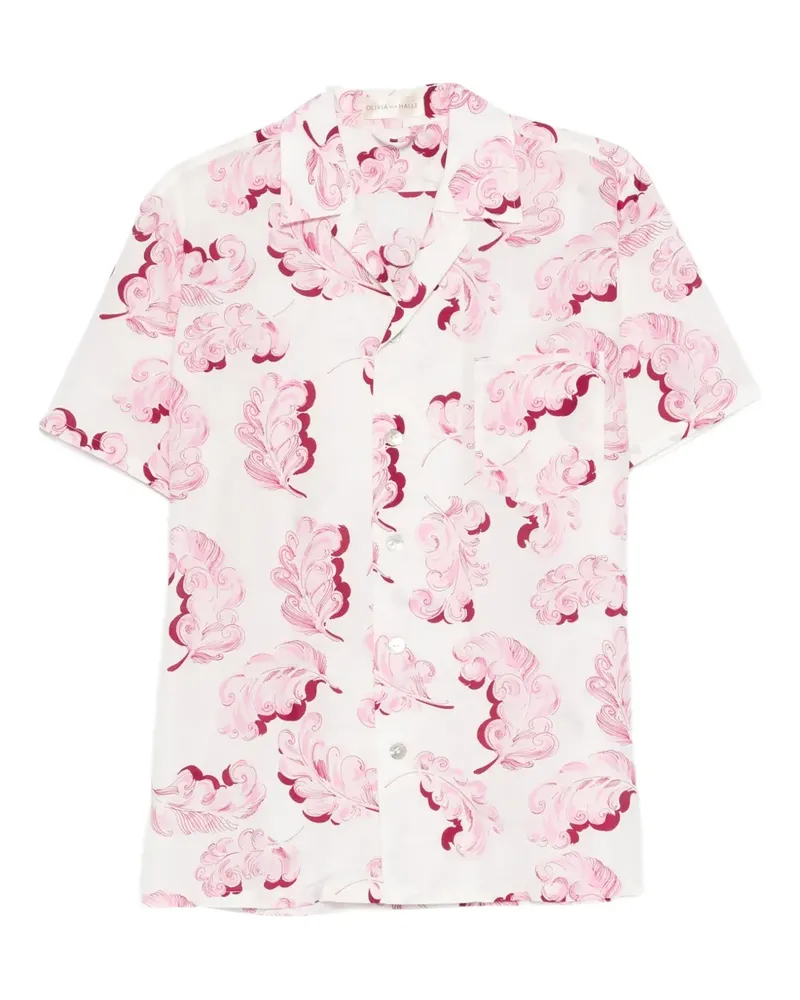 Olivia von Halle Emeli Plume Pyjamas mit Feder-Print (2er-Set) - Weiß Weiß