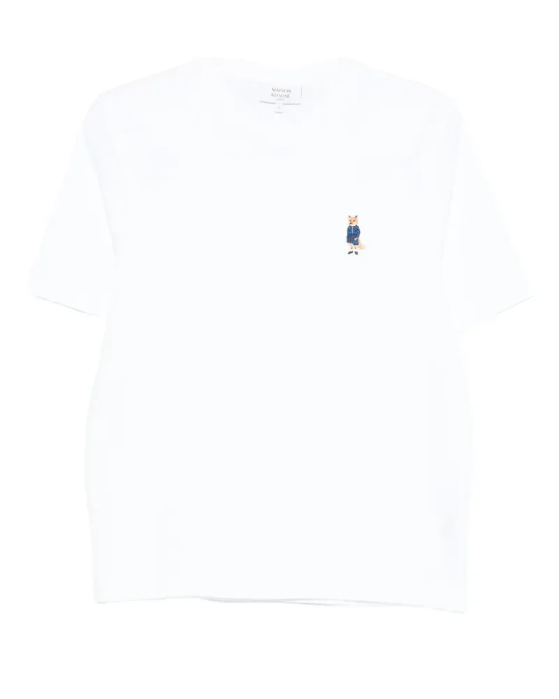 Kitsuné Besticktes Dressed Fox T-Shirt - Weiß Weiß