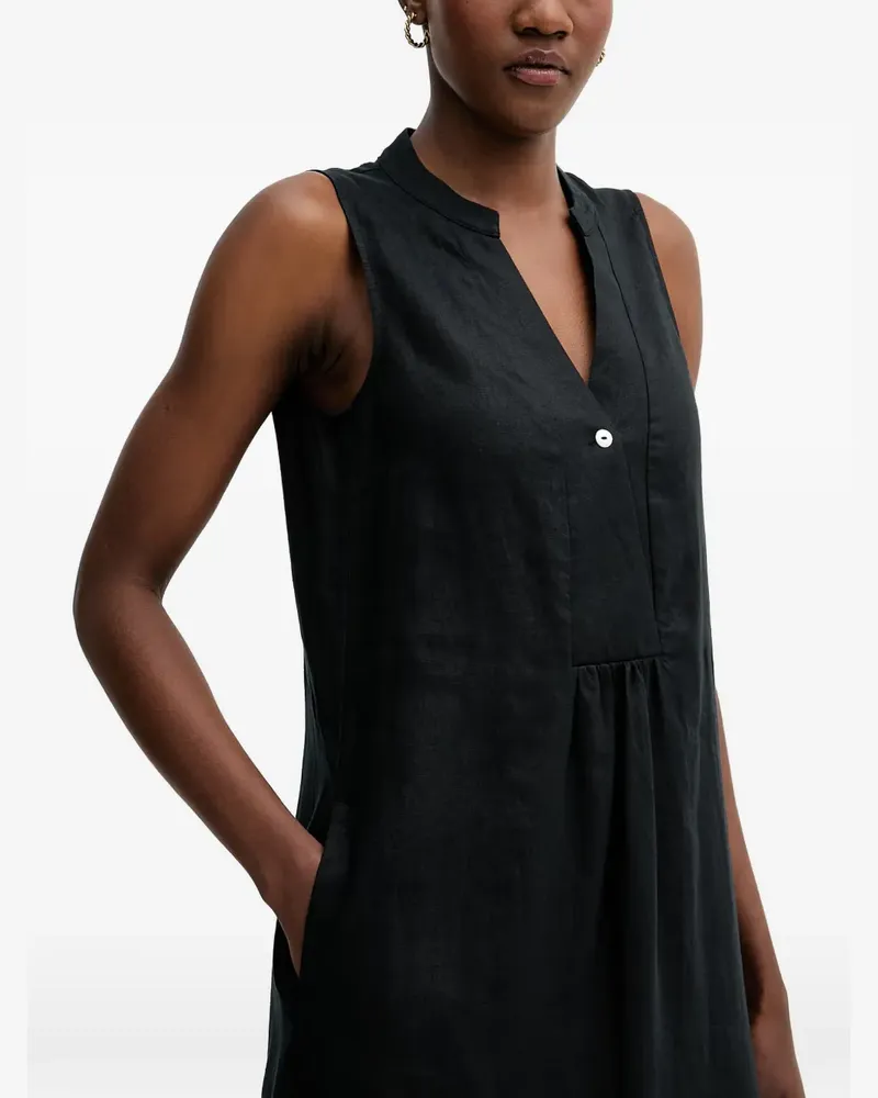 Benetton Ärmelloses Leinenkleid - Schwarz Schwarz