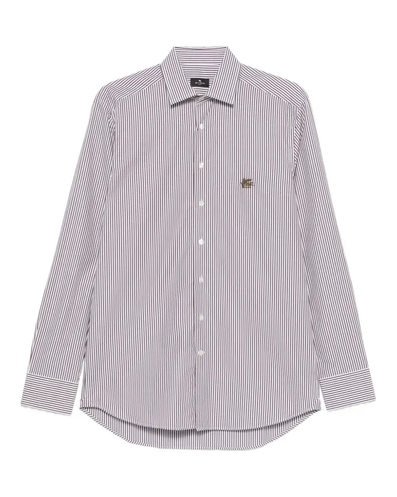 Etro striped embroidered-logo shirt - Weiß Weiß