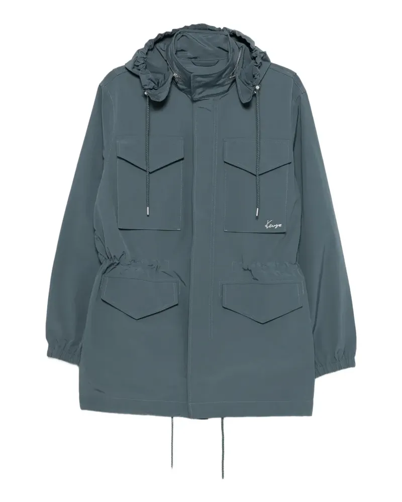 Kenzo drawstring-hem hooded parka coat - Blau Blau
