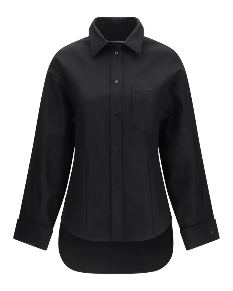 Balenciaga logo-embroidered cotton shirt - Schwarz Schwarz
