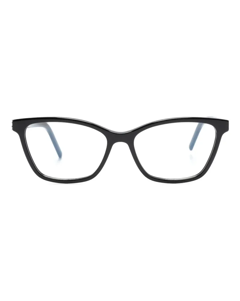 Saint Laurent Eckige Brille mit Logo-Schild - Schwarz Schwarz