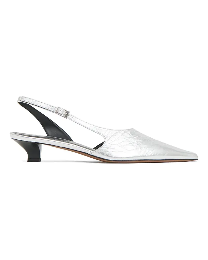 Mansur Gavriel Anna metallic-effect leather heeled pumps - Silber Silber