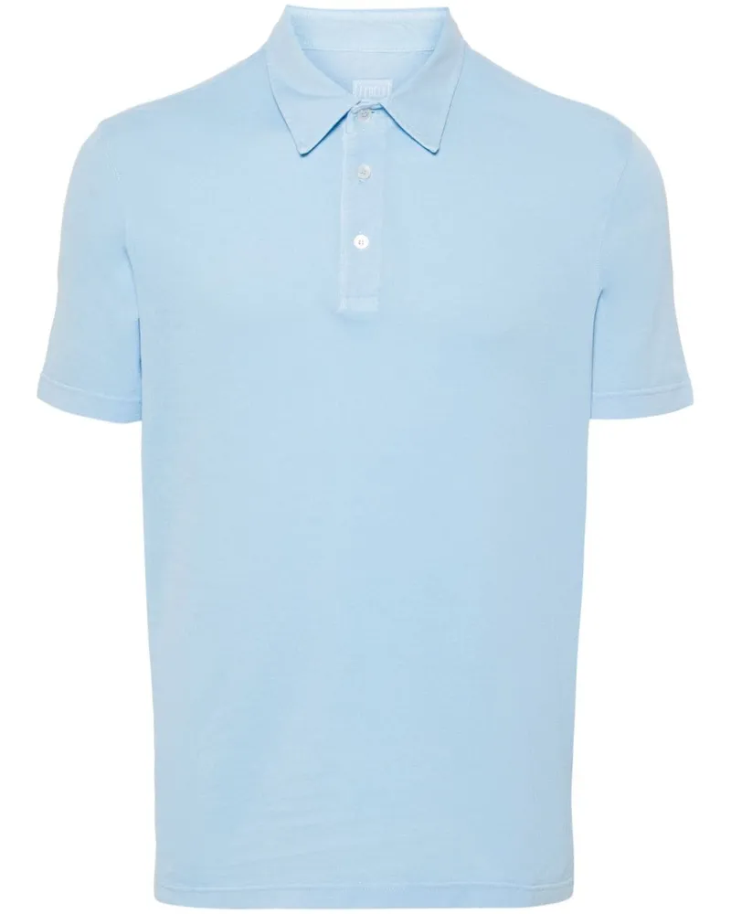 Fedeli Poloshirt aus Pikee Blau