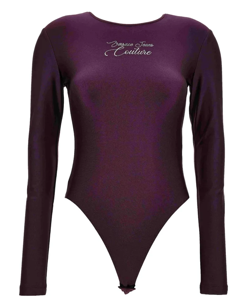 Versace Jeans Langärmeliger Body mit Logo - Violett Violett