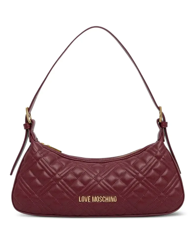 Moschino quilted-finish logo-plaque shoulder bag - Rot Rot