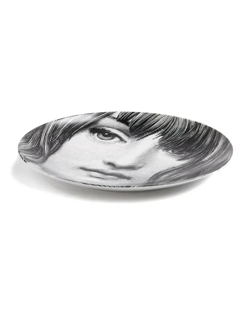 Fornasetti Teller mit Gesicht-Print - Schwarz Schwarz